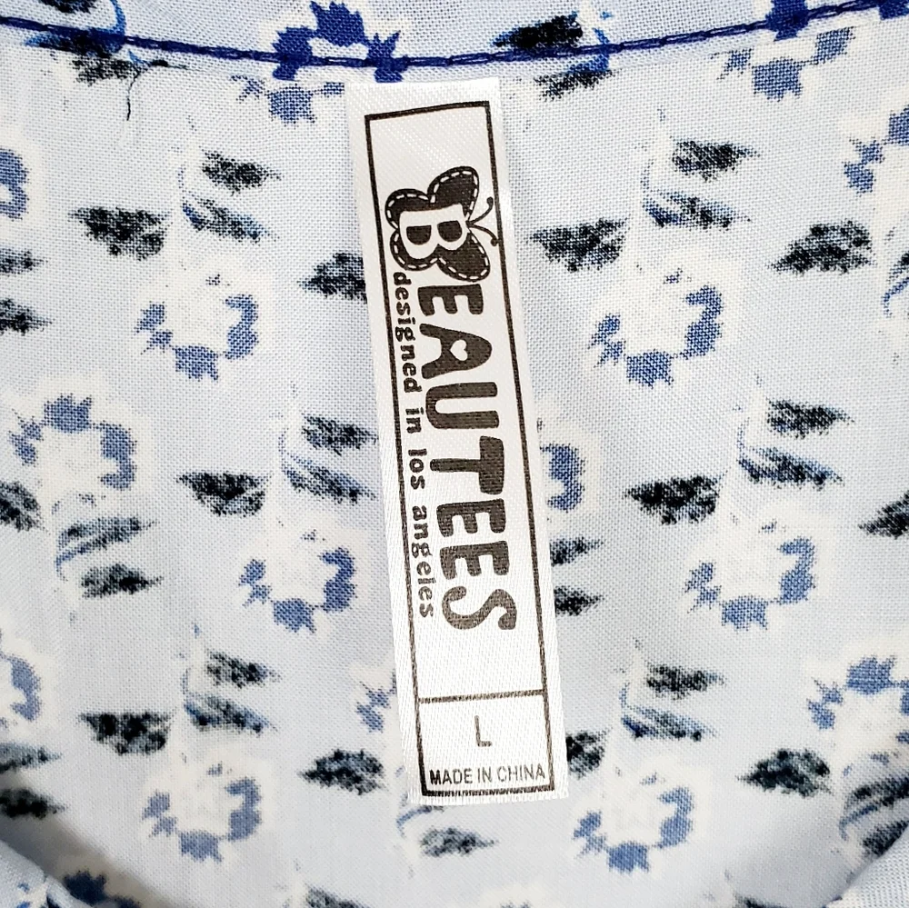 Beautees Girls Blue Sleeveless‎ Floral Paisley Summer Tank Top Size Large Rayon